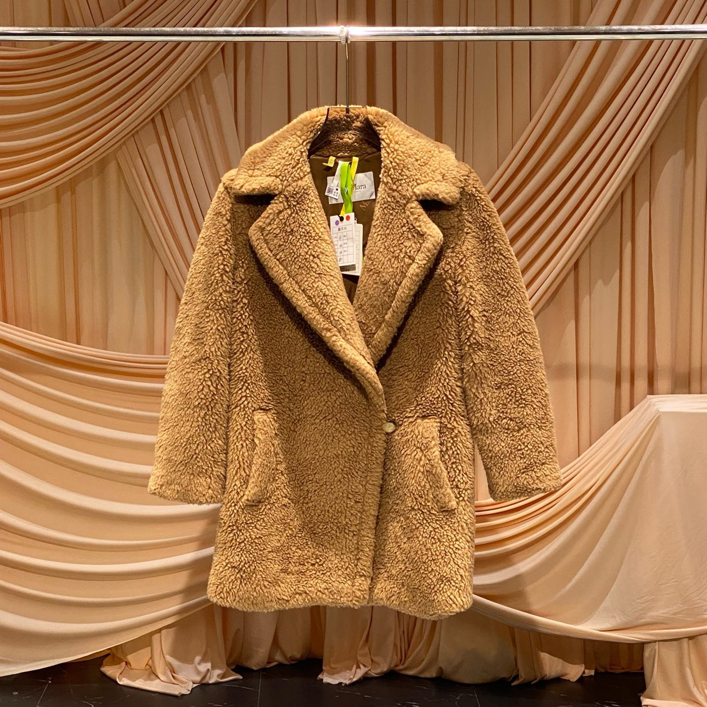 99新 MaxMara Maxmara Teddy驼色骆驼绒泰迪大衣/34码/JM37947