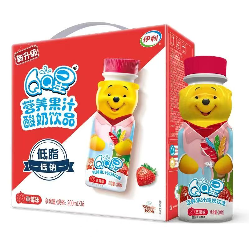 QQ星QQ星营养果汁酸奶饮品草莓味200ml*16瓶/箱