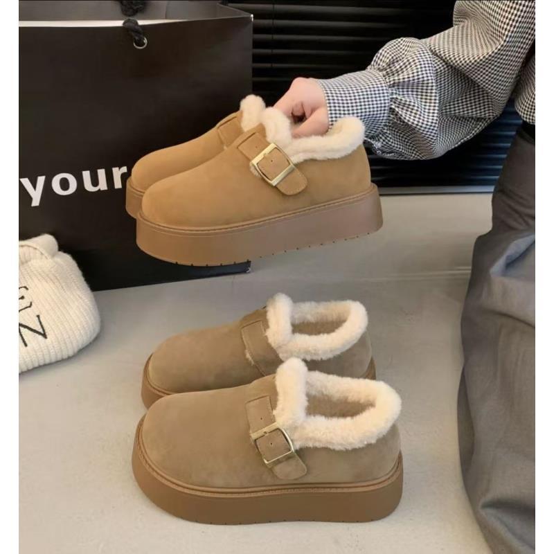 厚底雪地靴女款冬季加绒美拉德乐福棉鞋2025新款一脚蹬复古勃肯T2