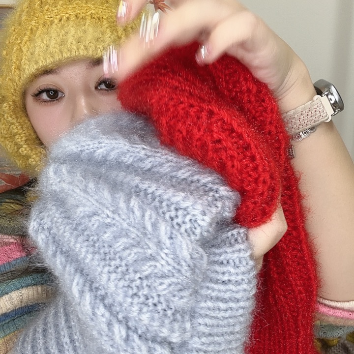 纯棉大红麦穗花风雪帽稍小定制不退换