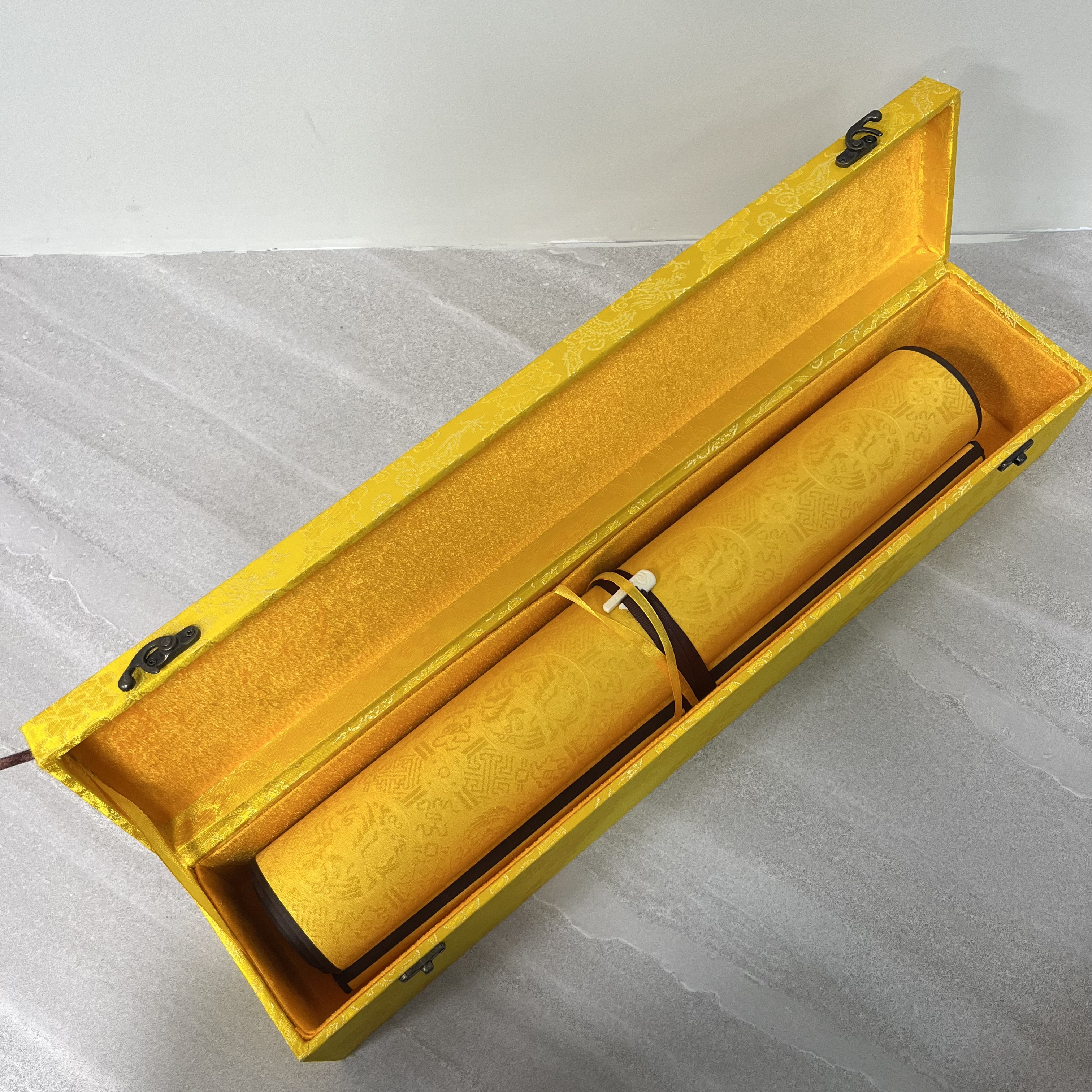 齐振家亲笔手绘【丽山云晖】600X50cm手卷送锦缎礼盒收藏送礼作品