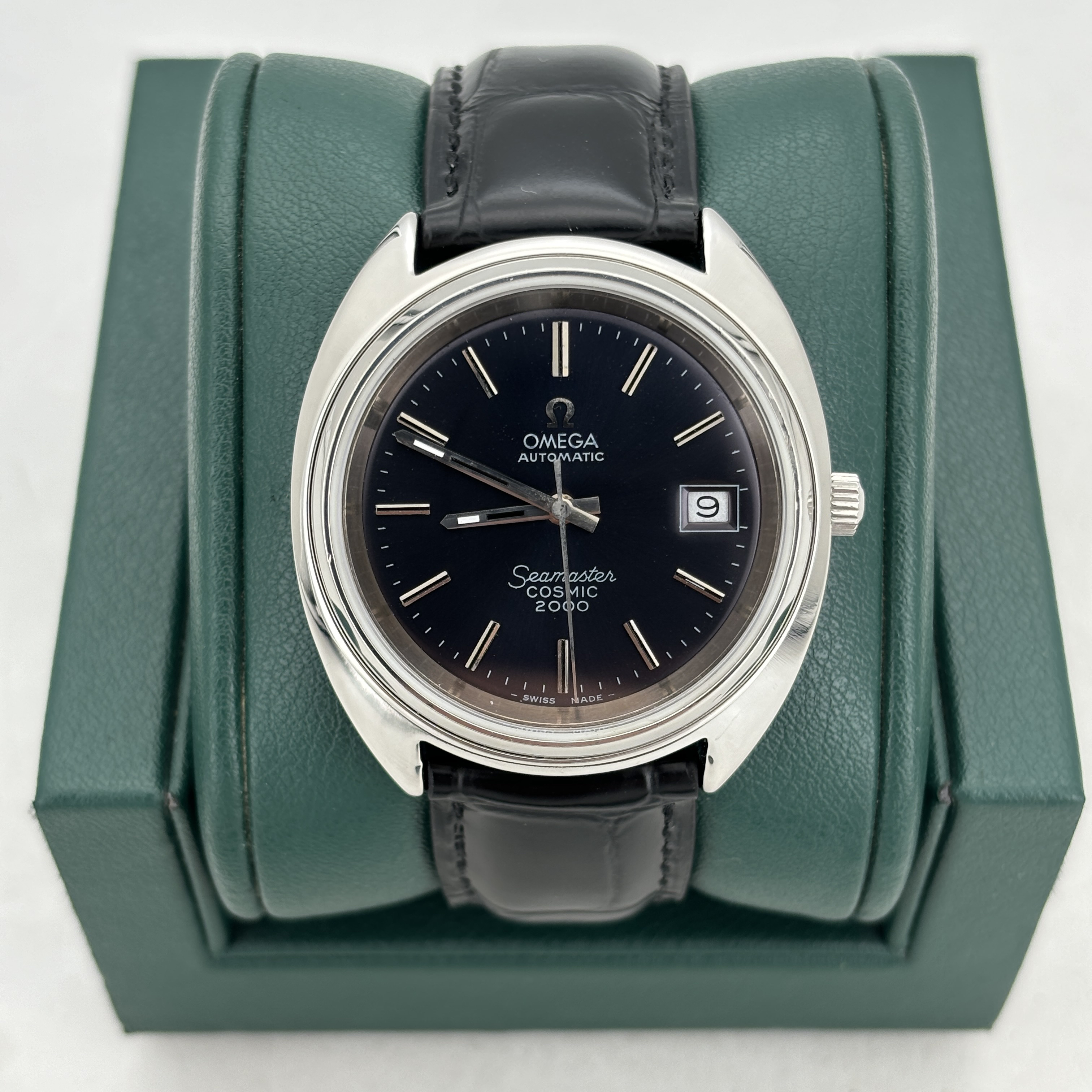 95新 Omega/欧米茄 表径38 中古海马黑盘复古瑞士自动机械表M1478