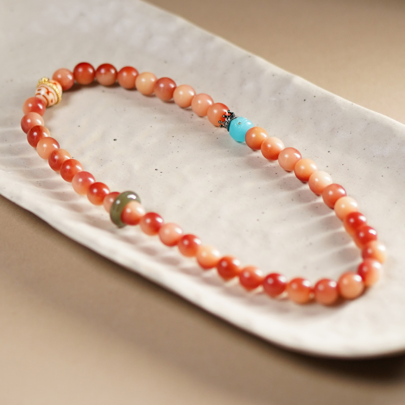 L[微醺]粉色骆驼骨单圈骨制品双圈手串手持百搭民族风新匠人执牛