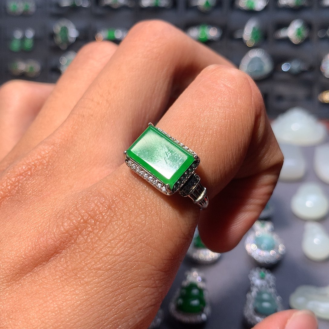 翡翠银S925镶嵌戒指