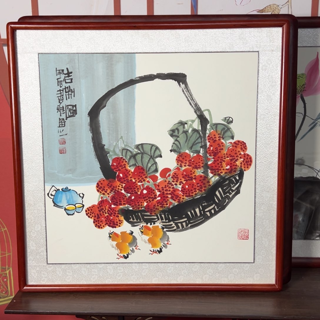 国画带框尺寸63✖️63包邮手绘