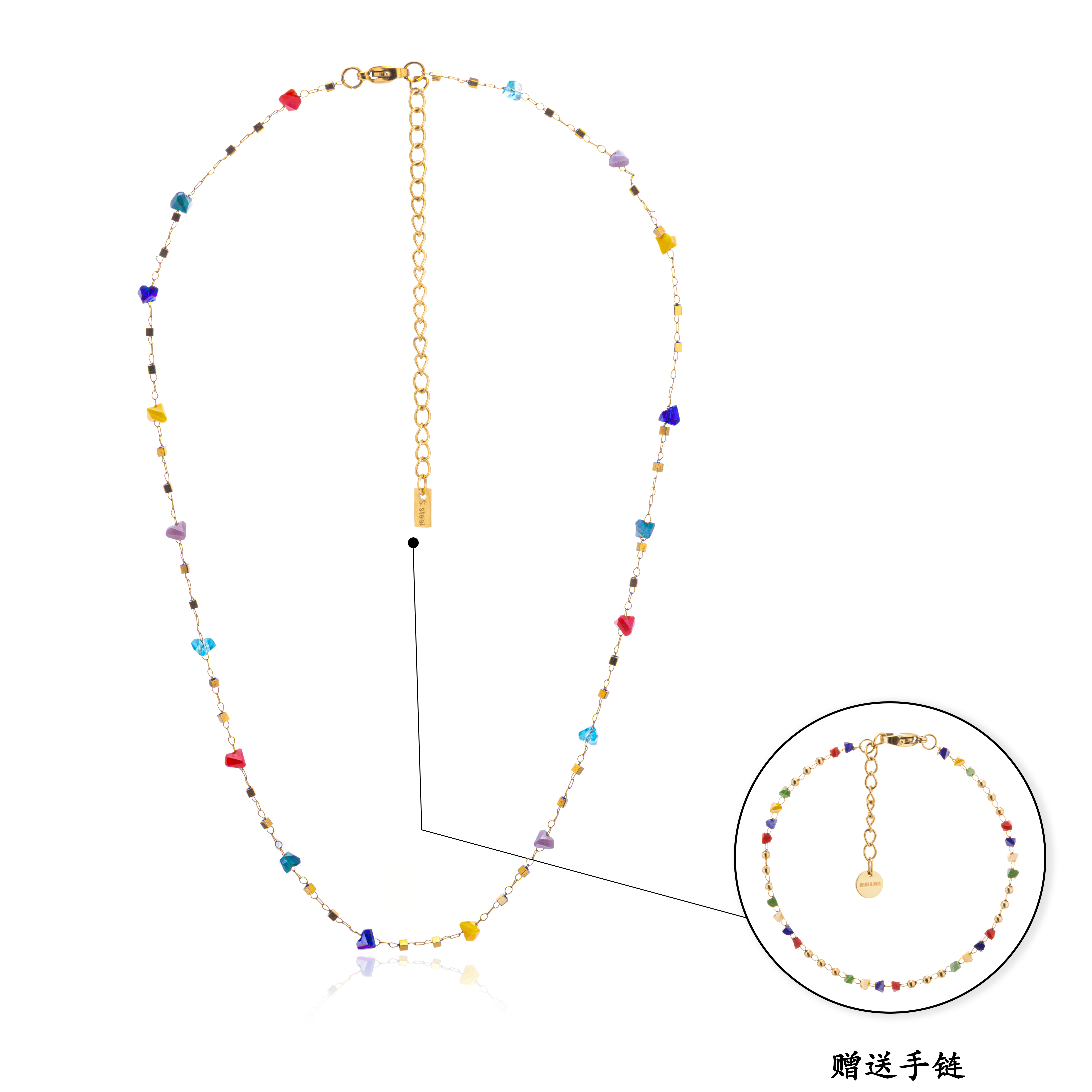 钛钢仿水晶项链 【INSS·GG】手工轻奢小众彩色项链