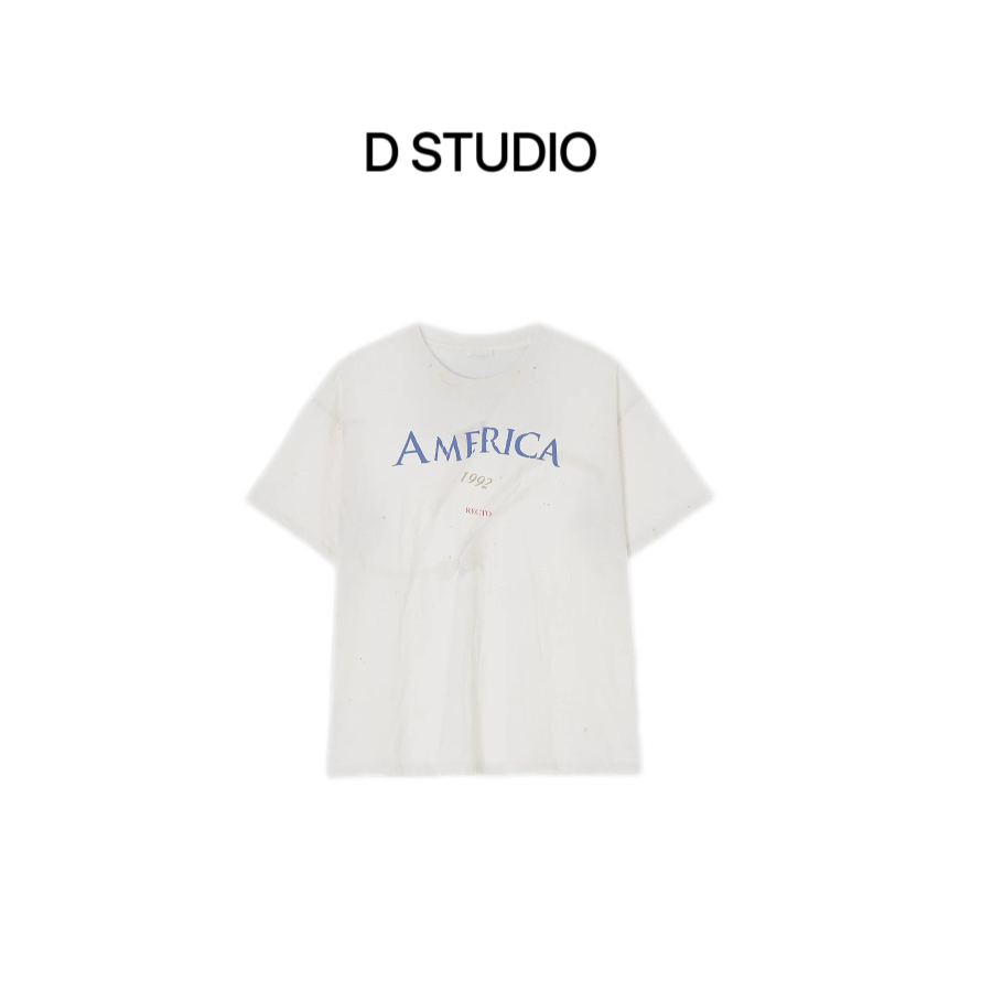 D STUDIO 白色字母印花短袖T恤 D2774
