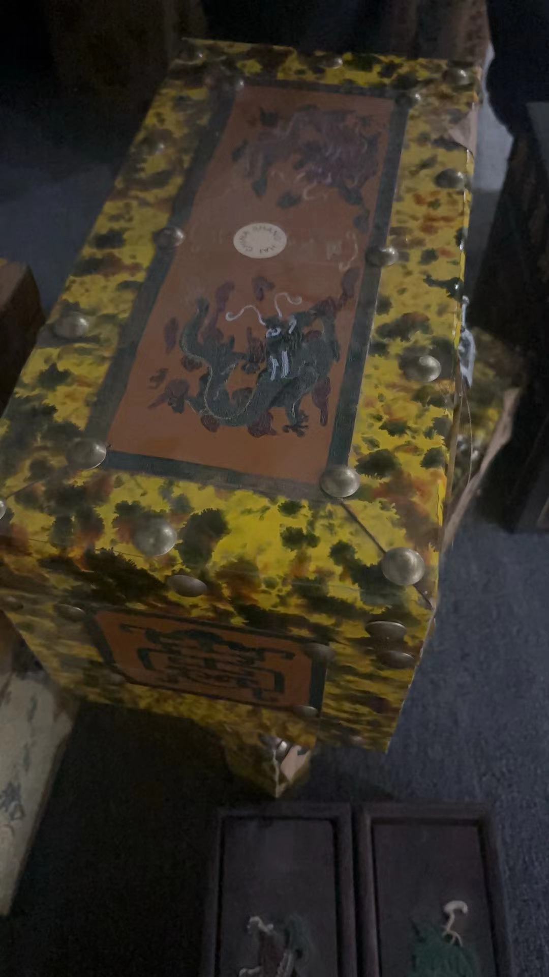 木盒1个开开精美铆钉箱闭合款式摆件好物