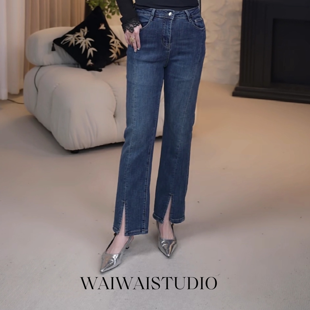 【臻爱】显瘦弹力喇叭开叉牛仔裤 25SW004