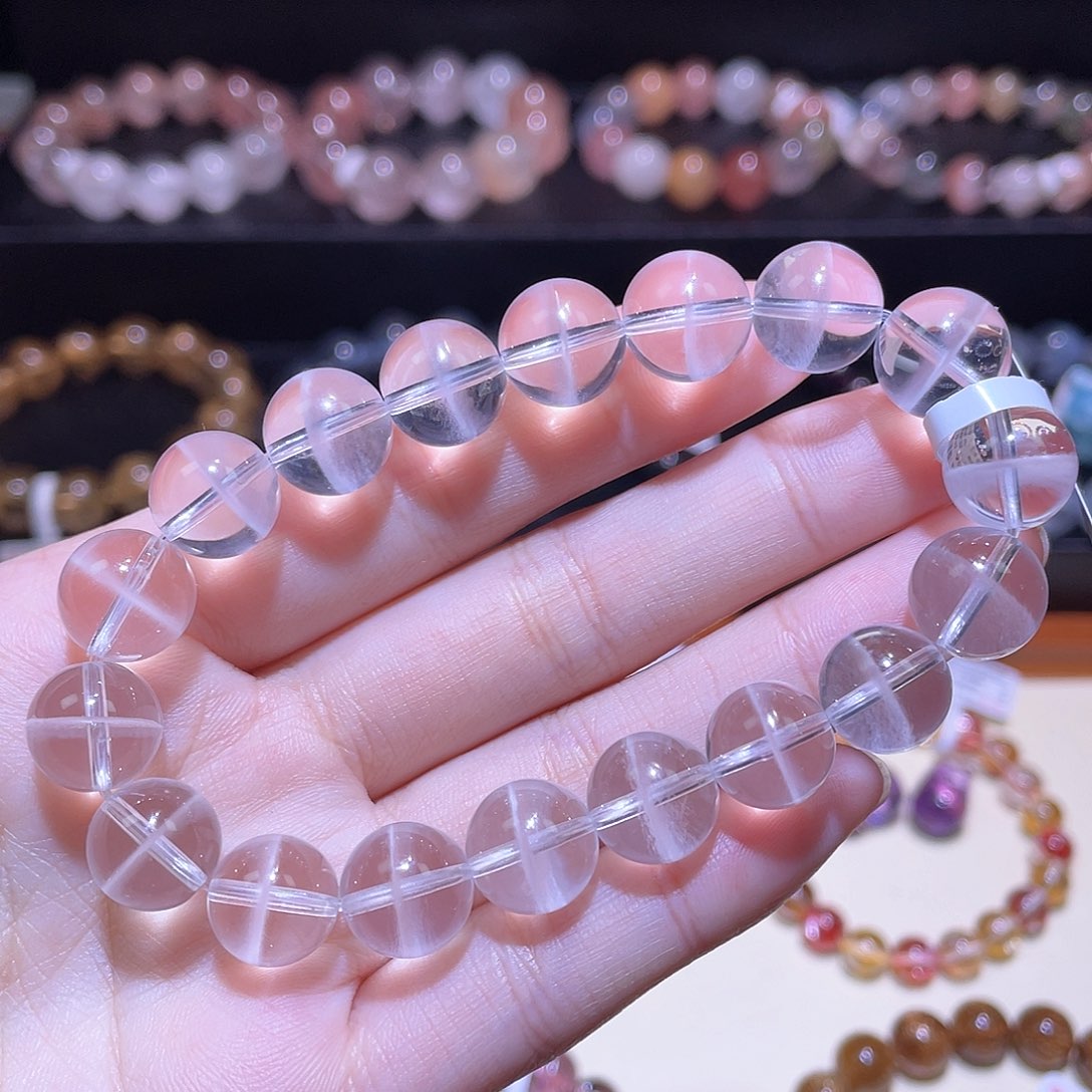 水晶手链未镶嵌白幽灵手链，晶体通透11