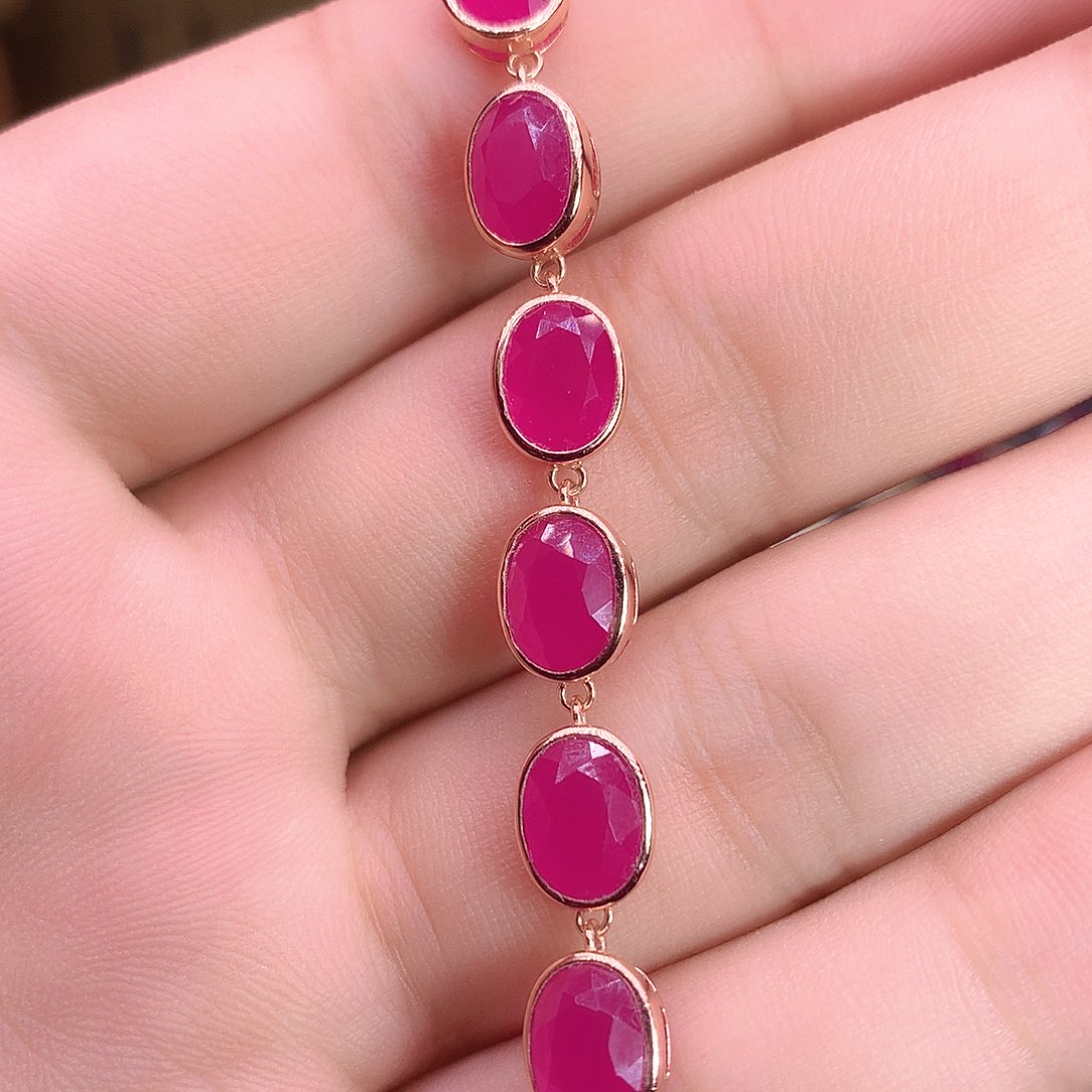 手链银S925镶嵌红宝石