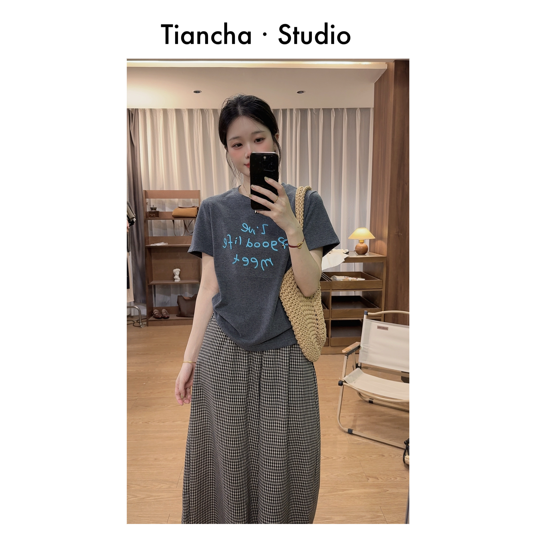 sweet c【刺绣字母】AA052#夏季T恤女正肩韩版简约英文时尚百搭上衣