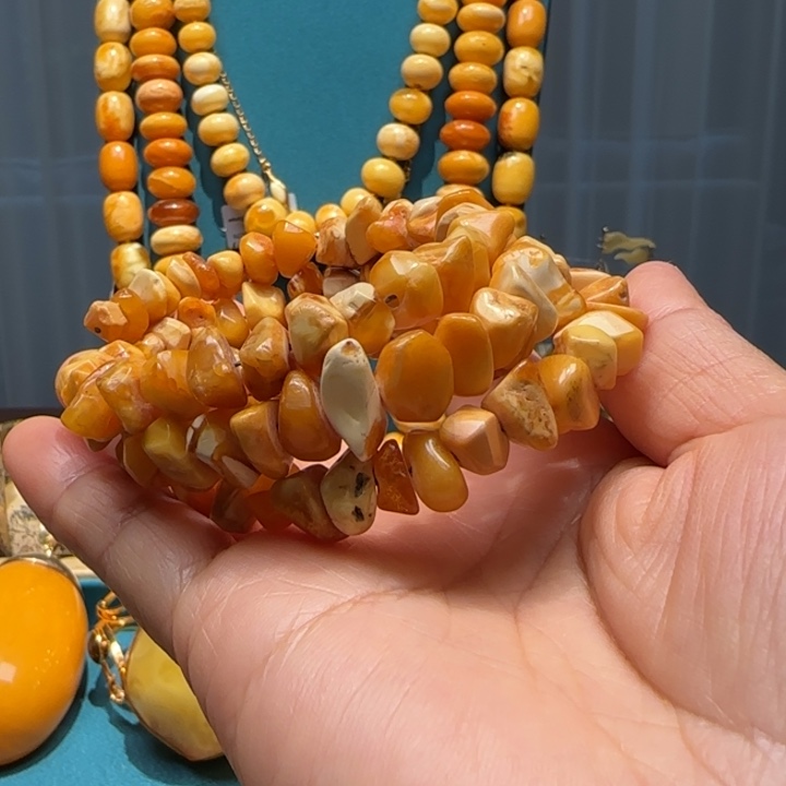 琥珀未镶嵌手链波兰设计款琥珀蜜蜡