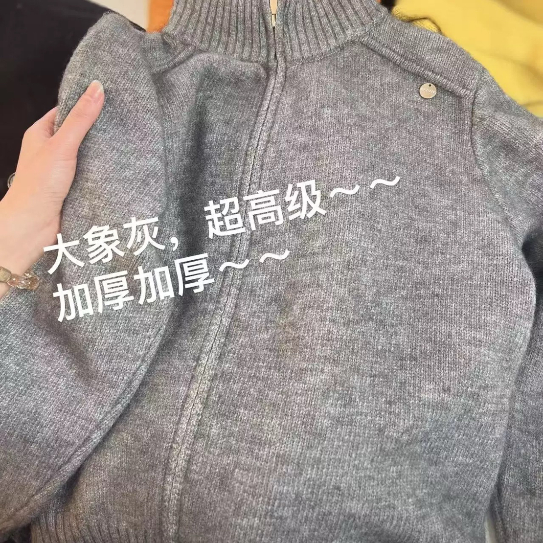 sanfan糯叽叽～毛衣8日韩系奶油色简约保暖连帽款外套休闲百搭宽松