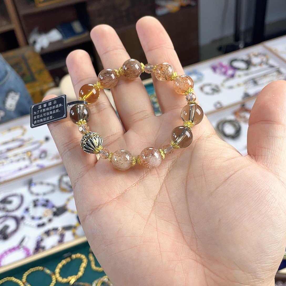 水晶手链银S925镀金镶嵌