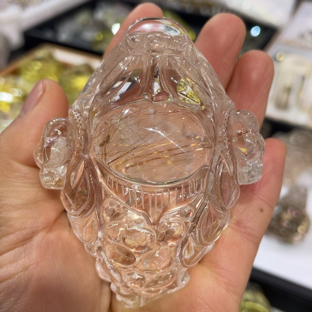 水晶摆件未镶嵌带发金蟾