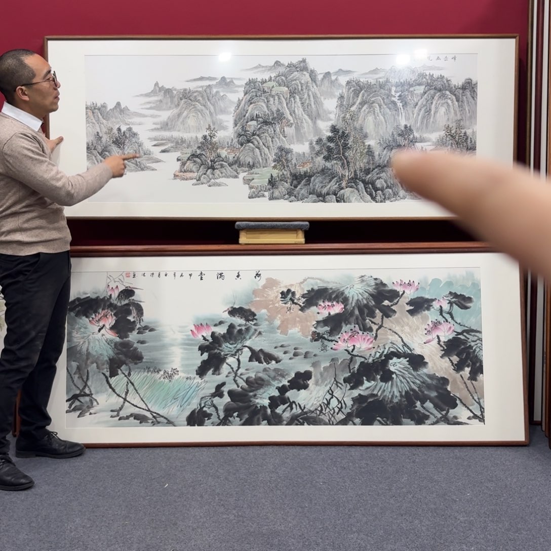 国画带框绘画210/80尺寸