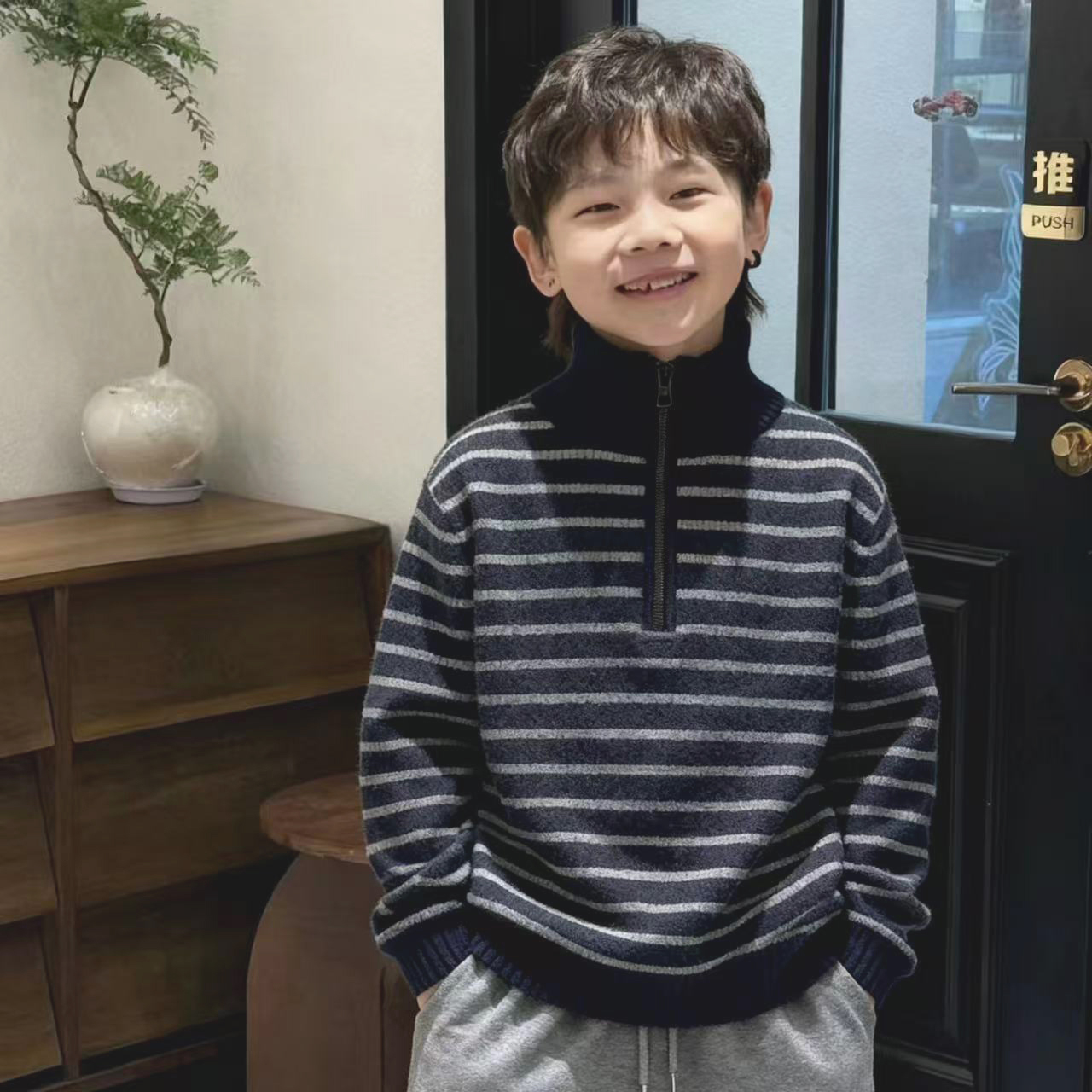 【不起球】韩国绒儿童毛衣男童2025秋冬新软糯加厚保暖中大童针织衫