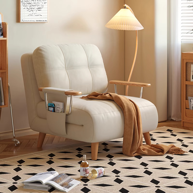 木宫匠家居芬迪沙发床原木单人小户型折叠伸缩沙发床两用