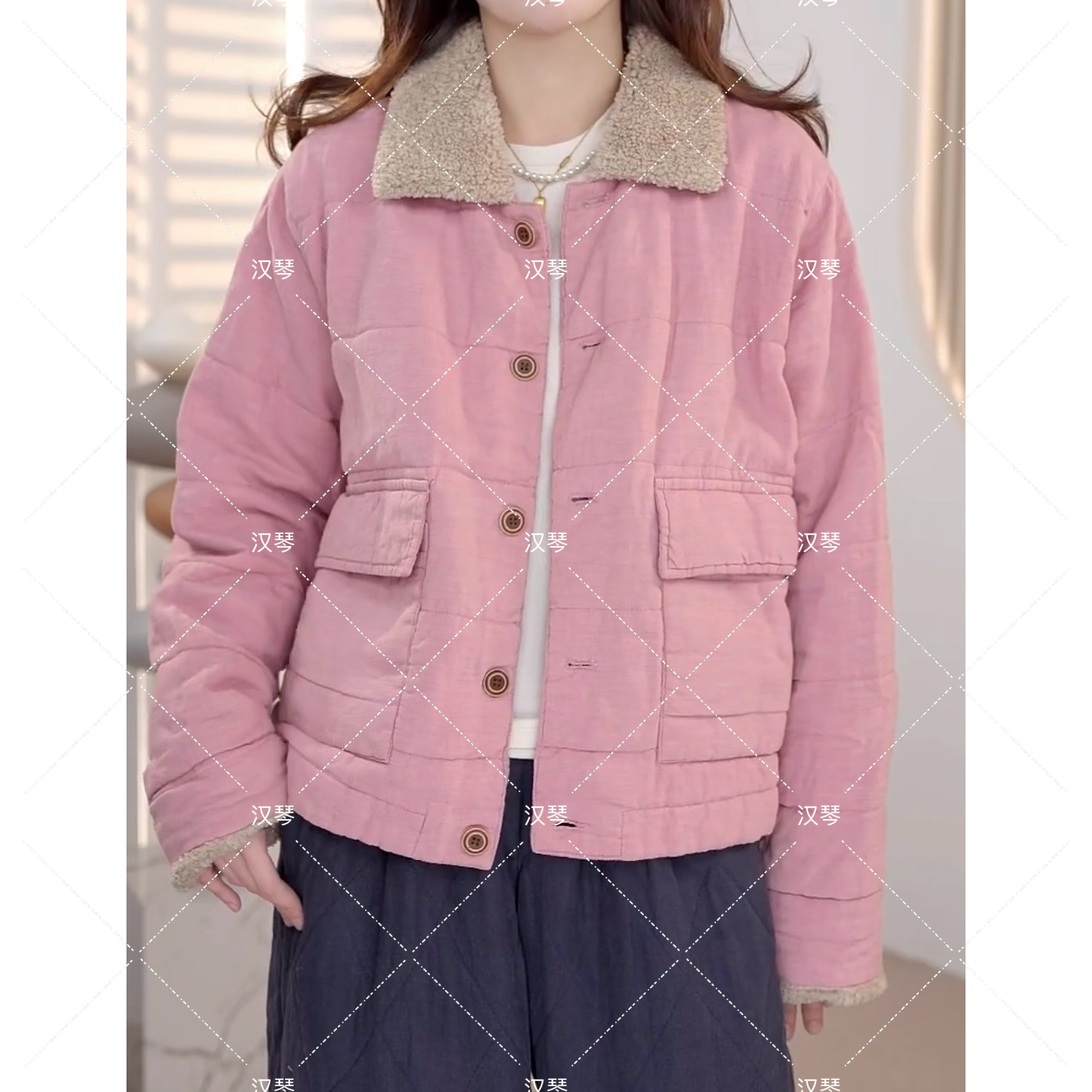 [冬日暖阳]汉琴2859汉麻棉服文艺复古翻领加厚保暖棉衣