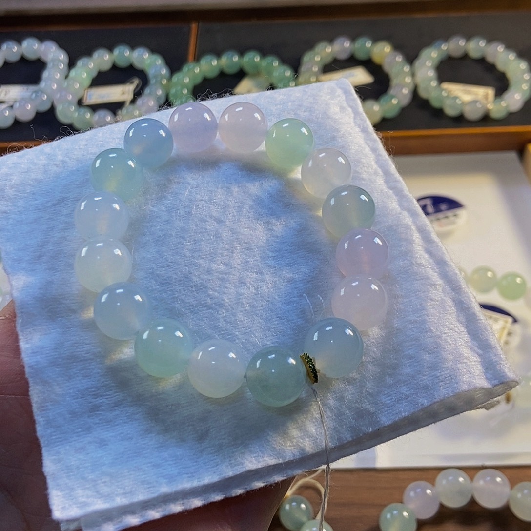 定制翡翠未镶嵌翡翠手串卡12+