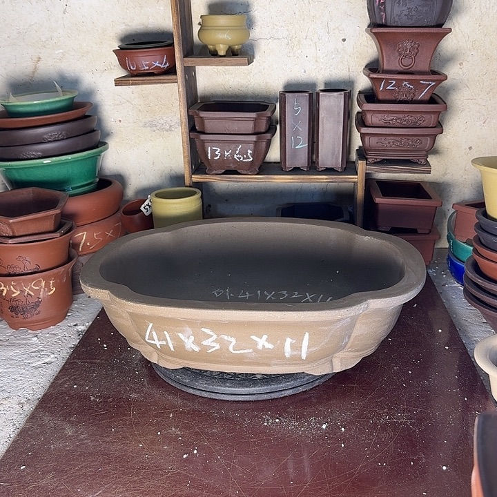 紫砂花盆，手工制作
