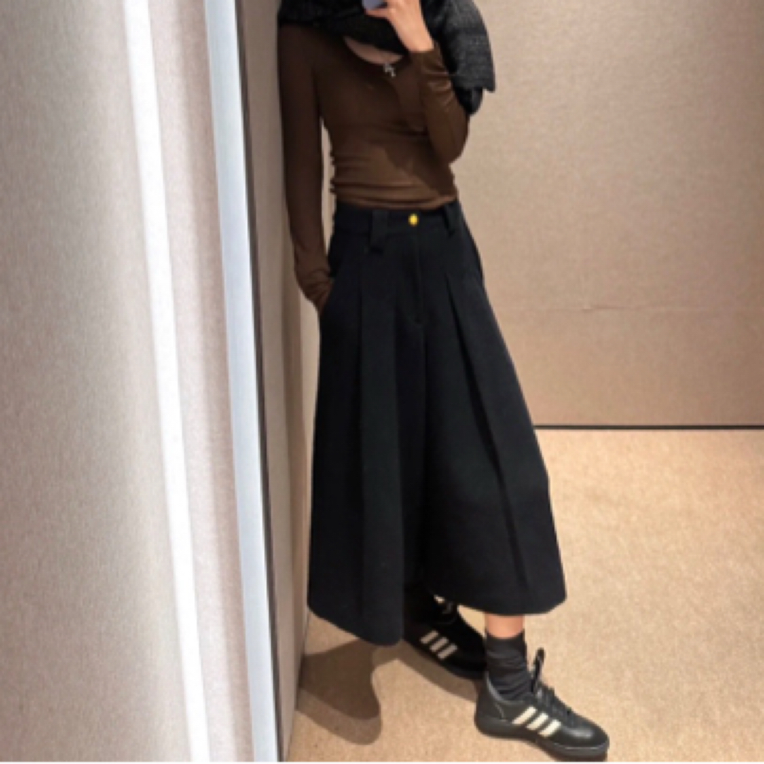 99新 GUCCI/古驰 W108555/A字百褶中长款裤裙/尺码36