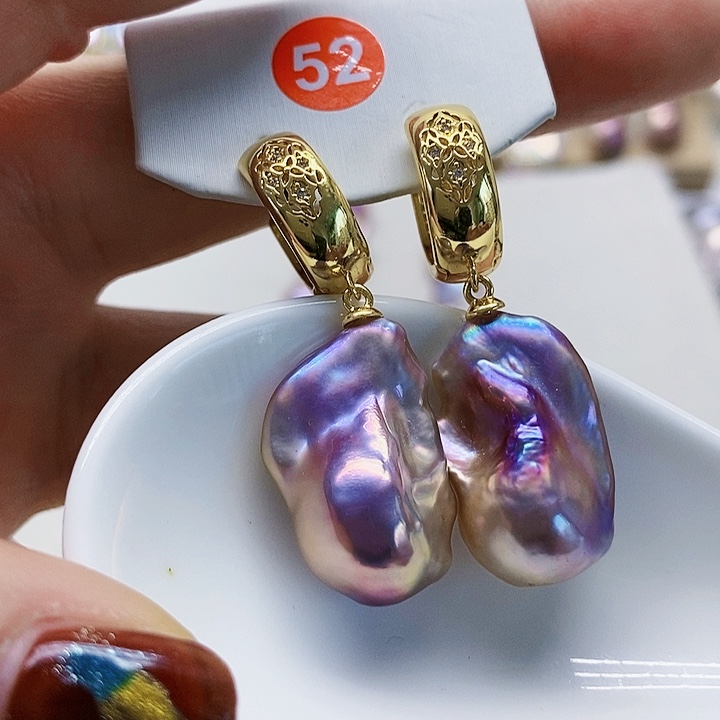 银S925镶嵌耳饰淡水珍珠