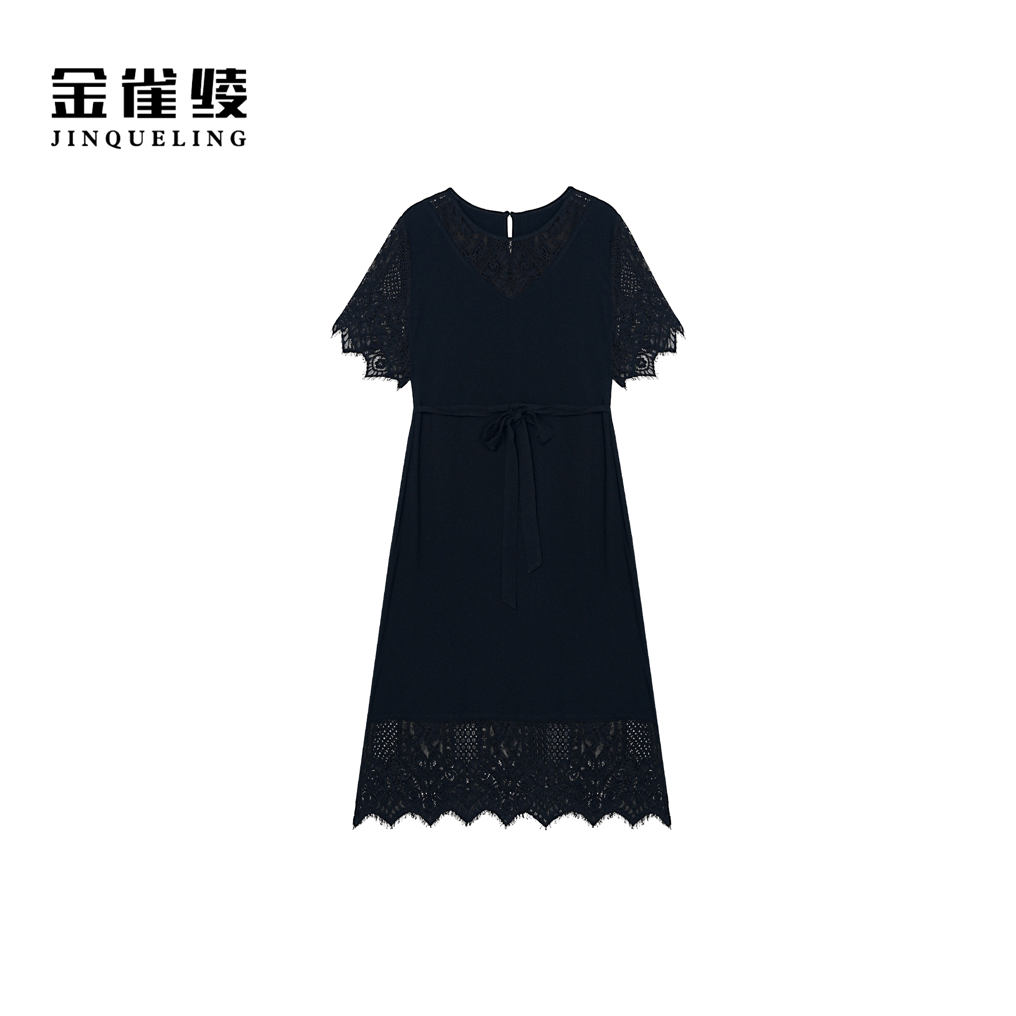 金雀绫【卡农小调】设计师款镂空气质显瘦加宽加大连衣裙SZA2L437