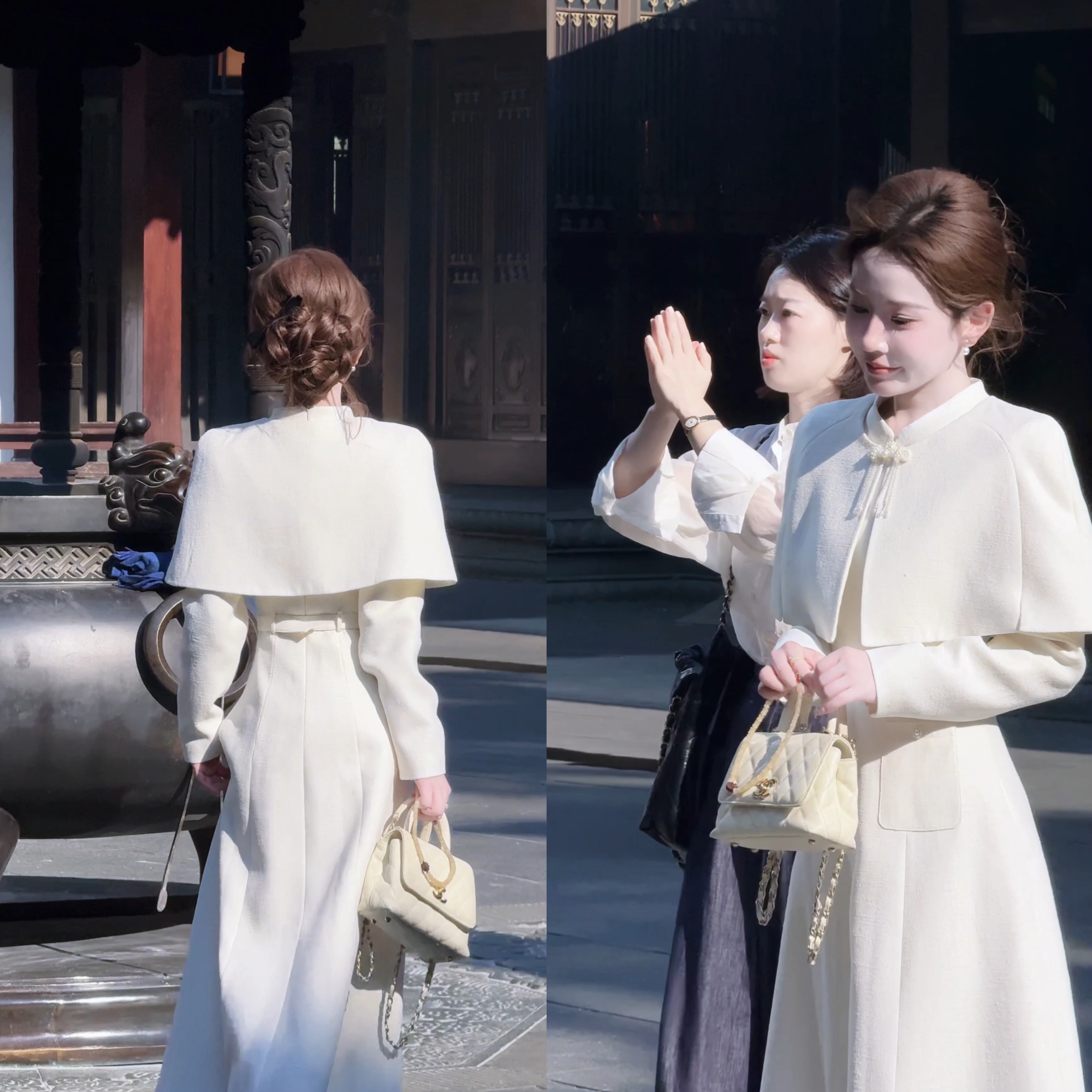 【婷婷】《许妍套装》千金感斗篷 加绒旗袍套装 TT2SQTH2552