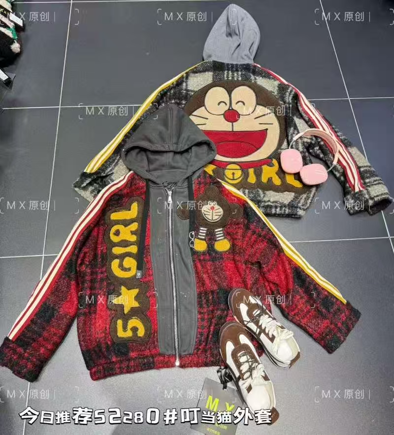 （35-69）新款潮牌卡通印花重工上衣休闲外套