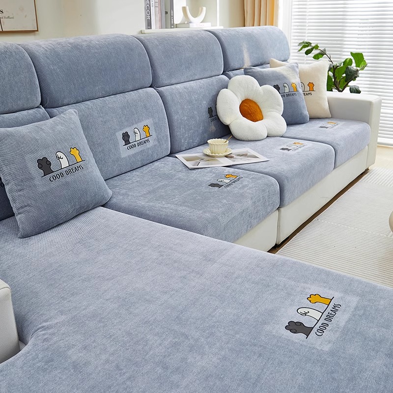 喵爪 雪尼尔印花沙发罩加厚防猫抓四季通用型沙发笠