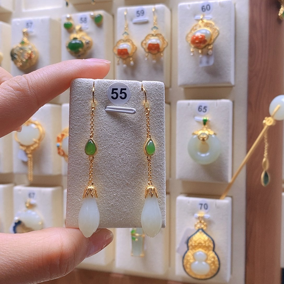 和田玉颈饰银S925镶嵌