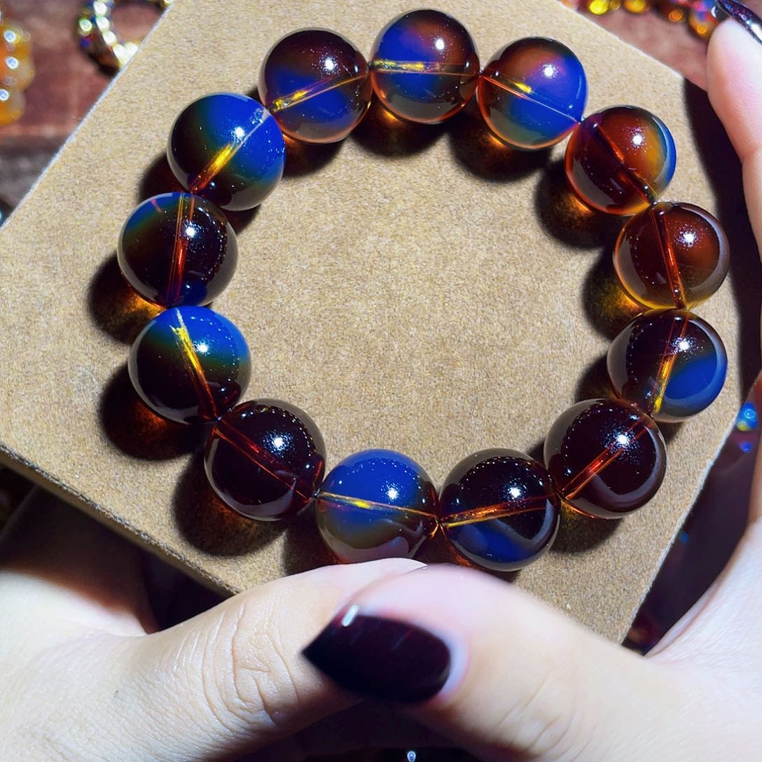 T****裸石蓝珀未镶嵌红蓝16