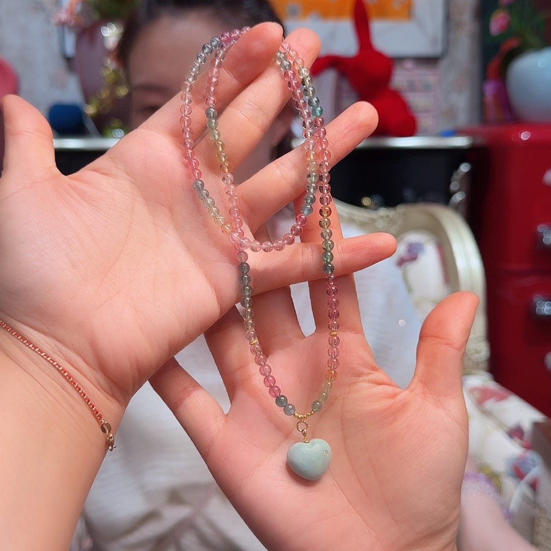 碧玺颈饰18K金镶嵌项链