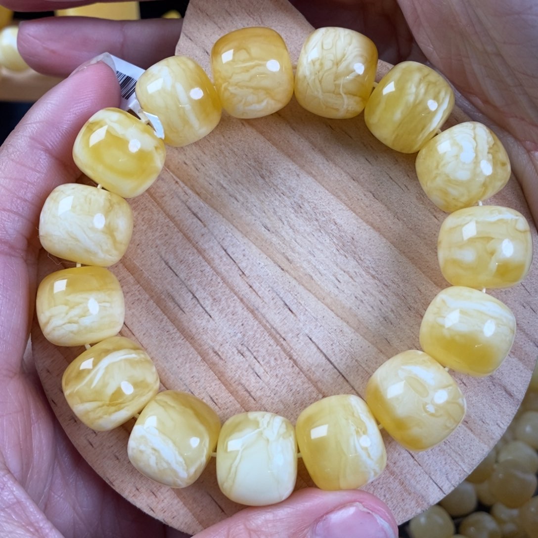 蜜蜡裸石未镶嵌16➕金白虎皮妖花