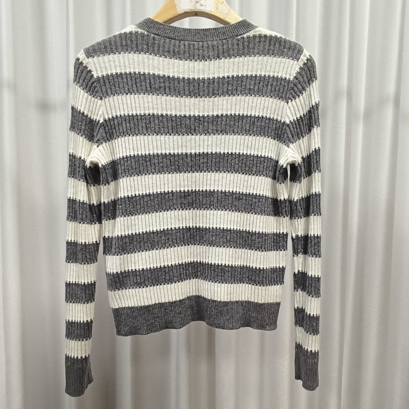 莉推荐【三C・伊】Z899  女装春秋针织条纹上衣灰色Y22410345M00