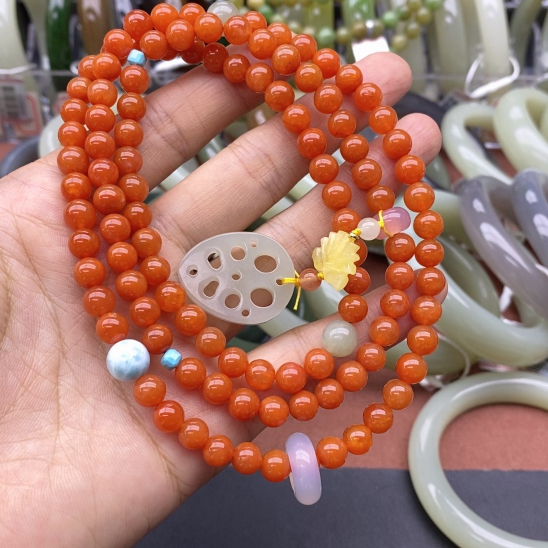 南红玛瑙未镶嵌项链卡7