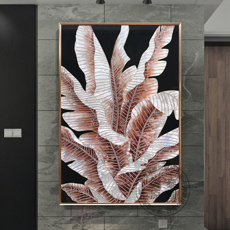 现代轻奢手绘珐琅彩装饰画满钻家大业大走廊玄关挂画客厅沙发芭蕉