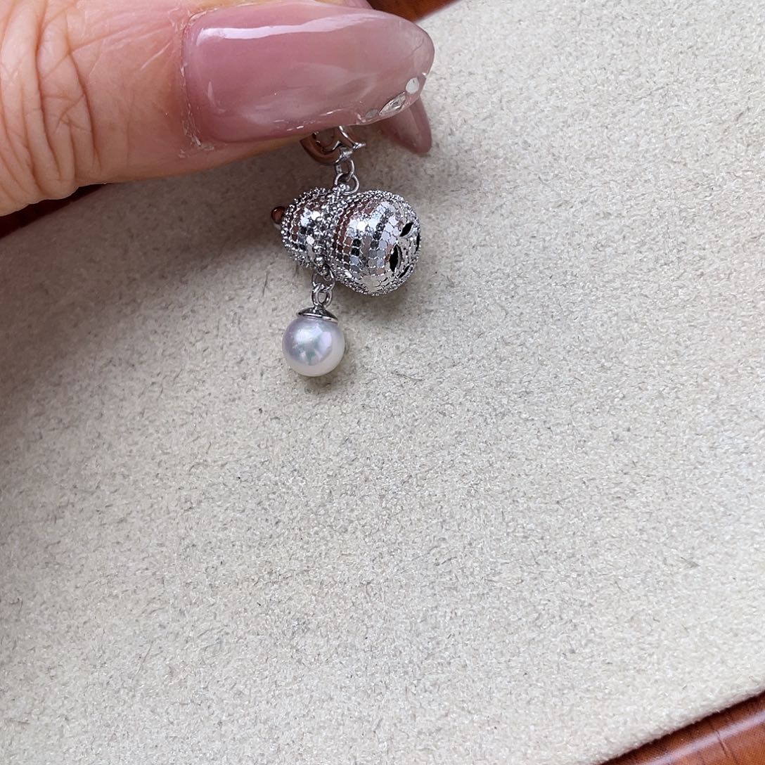 海水珍珠银S925镶嵌吊坠(不含链)