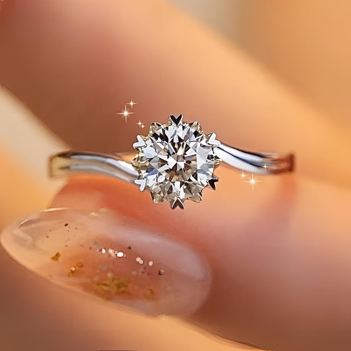 925银戒指 【光扭雪花】0.5-2经典女款气质素款简约百搭莫桑戒