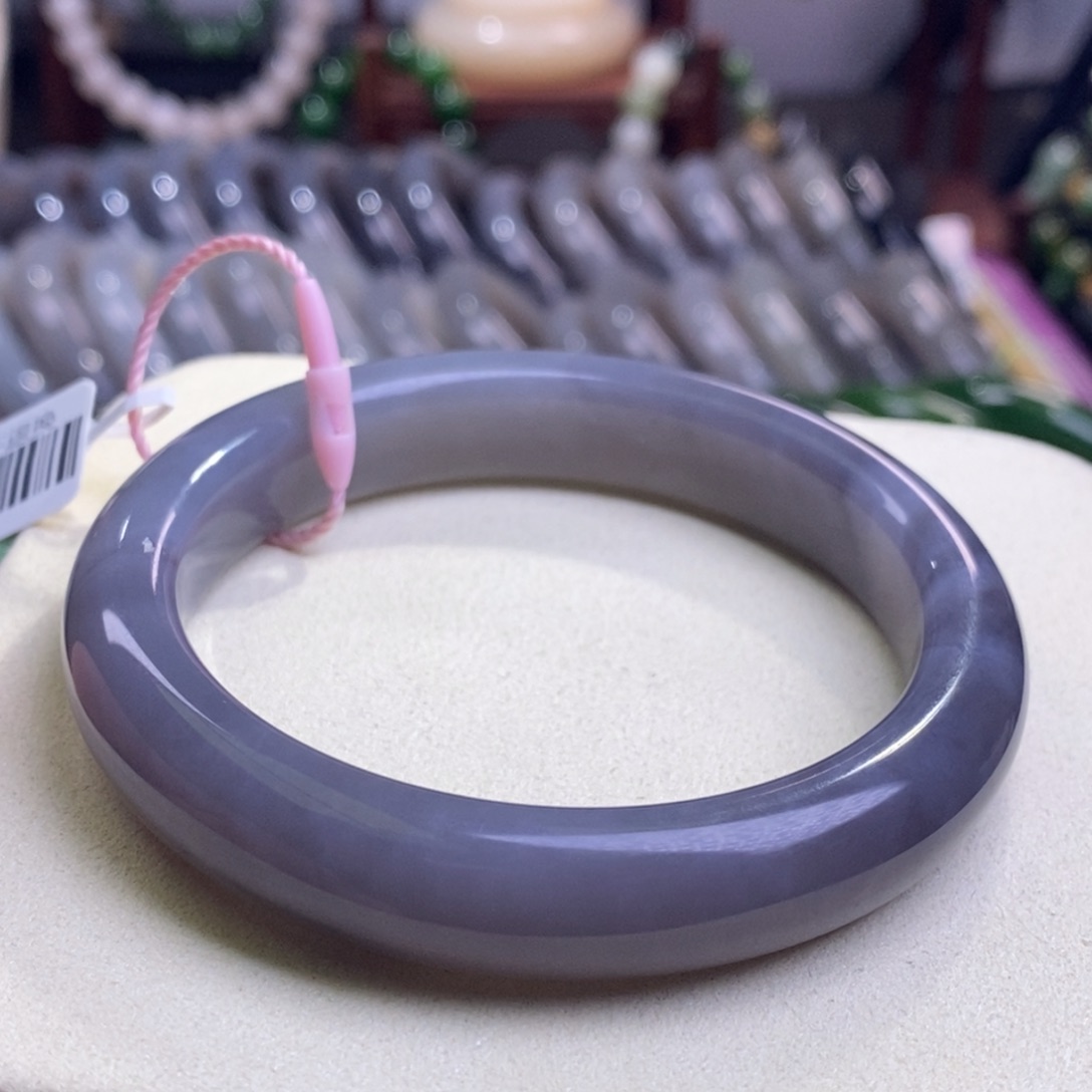 和田玉精品清货价烟紫老矿料手镯57.4未镶嵌