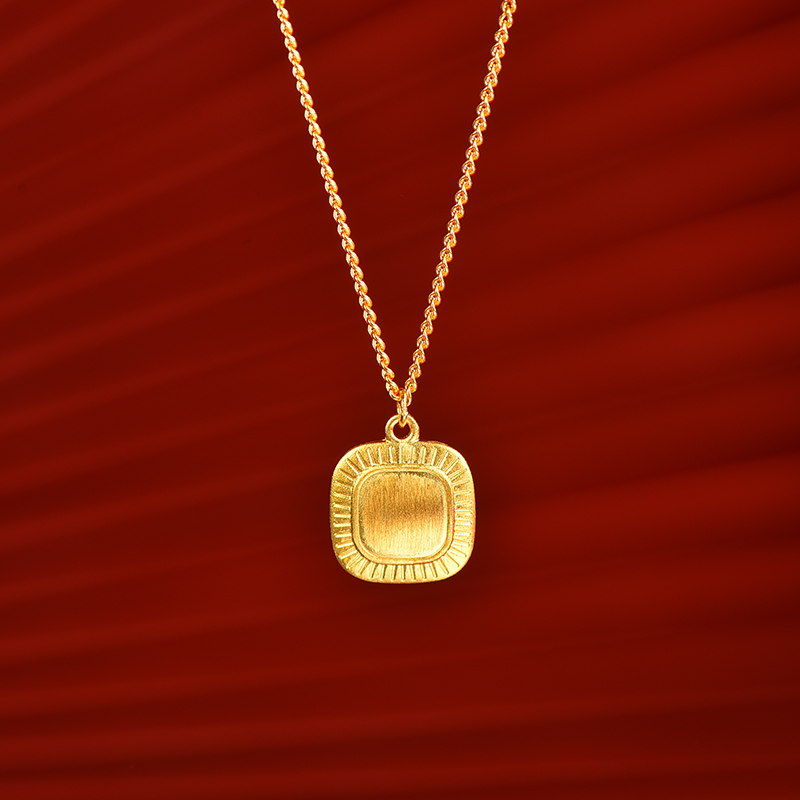 坠链均足银 流金岁月复古小面包方牌套链经典气质百搭轻奢传承