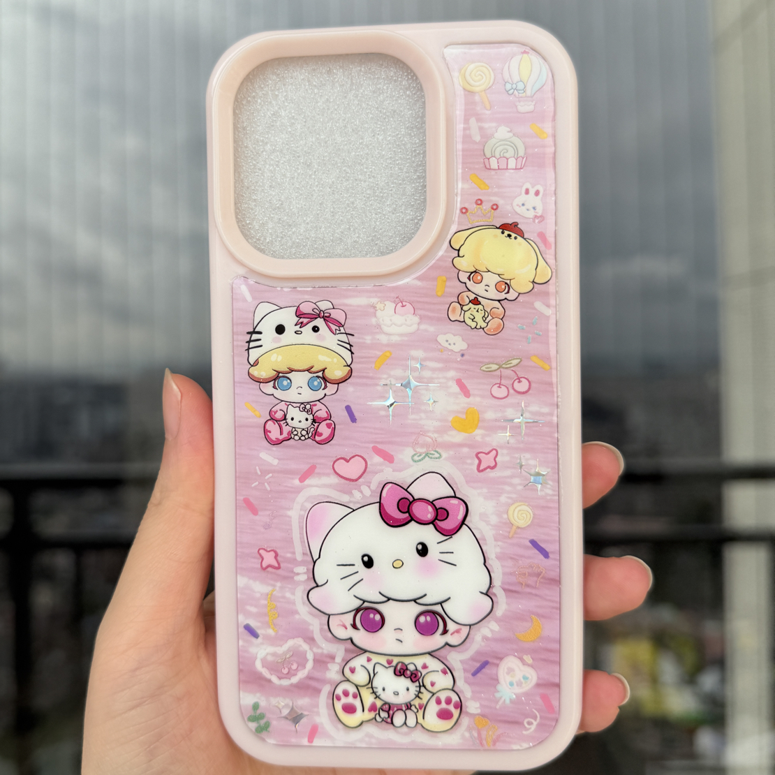 泡泡玛特diy手机壳适用苹果15pro粉色（手工款默认微瑕）