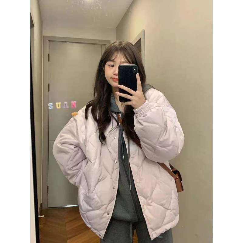 2025新款菱格棉服短款棉服女韩版洋气ins风冬装棉衣夹棉外套