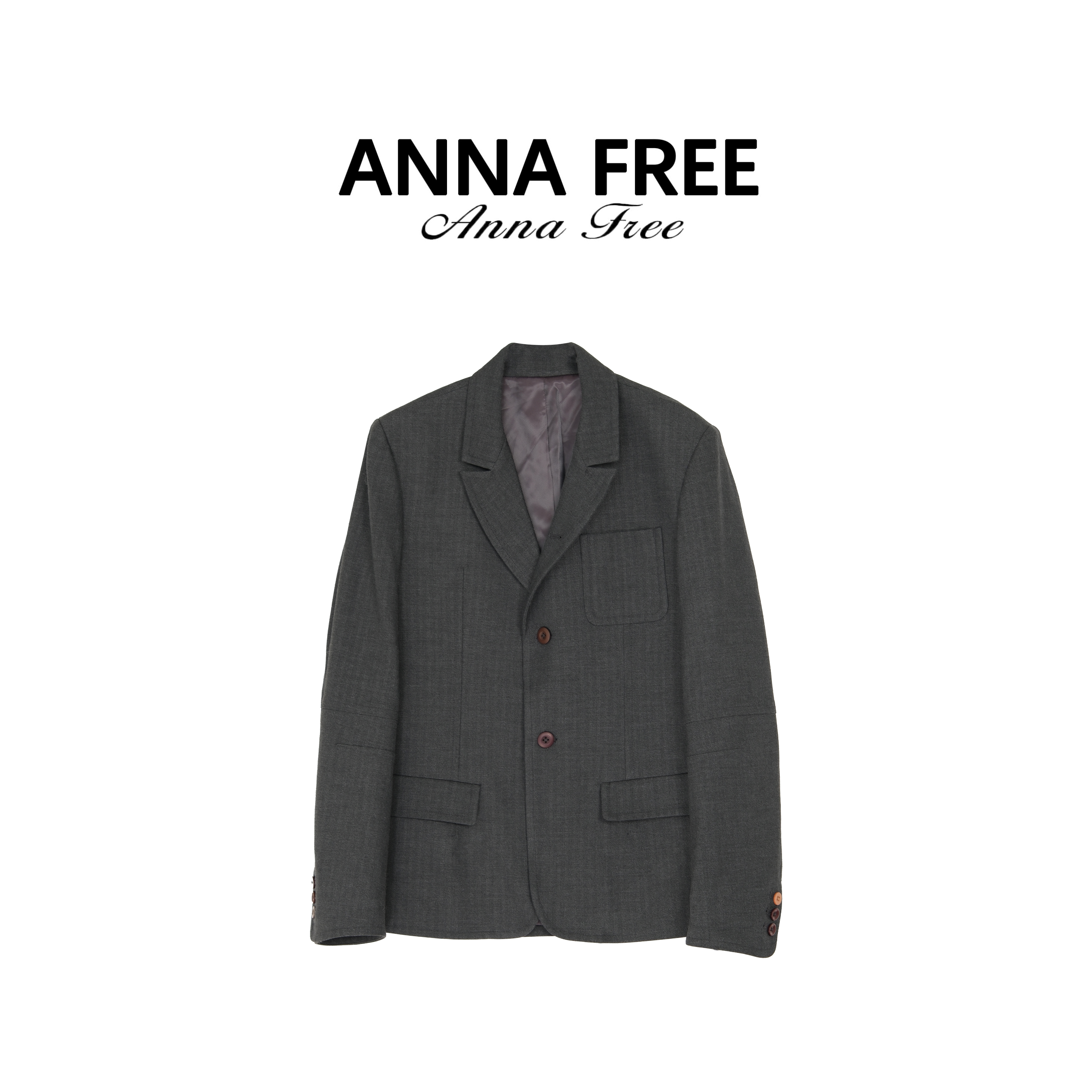 ANNA FREE 女单双排扣纯色四季百搭休闲复古时尚西装特价ZCE25881