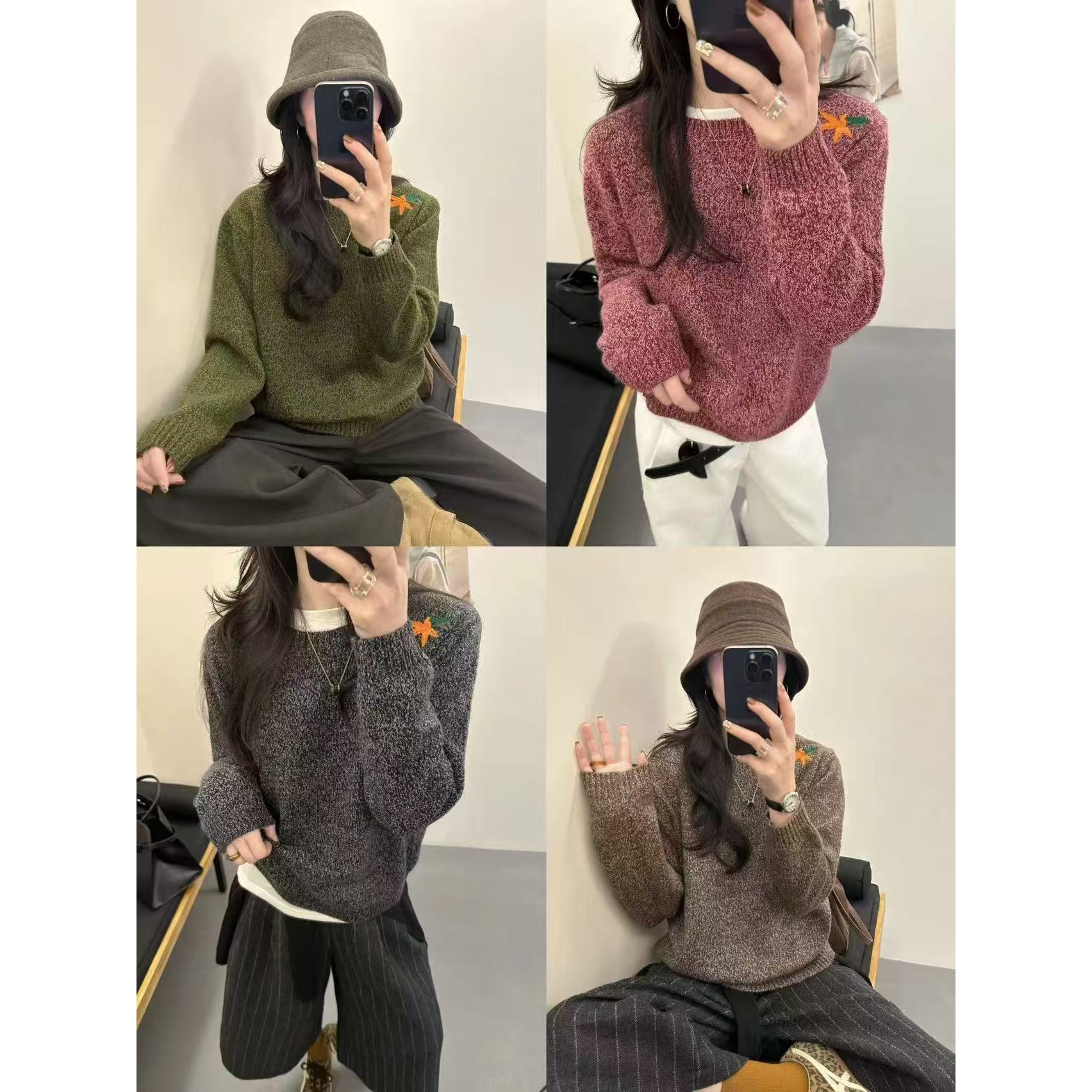 蜗牛家加厚秋冬打底衫修身型时尚秋季针织圆领羊毛衫704