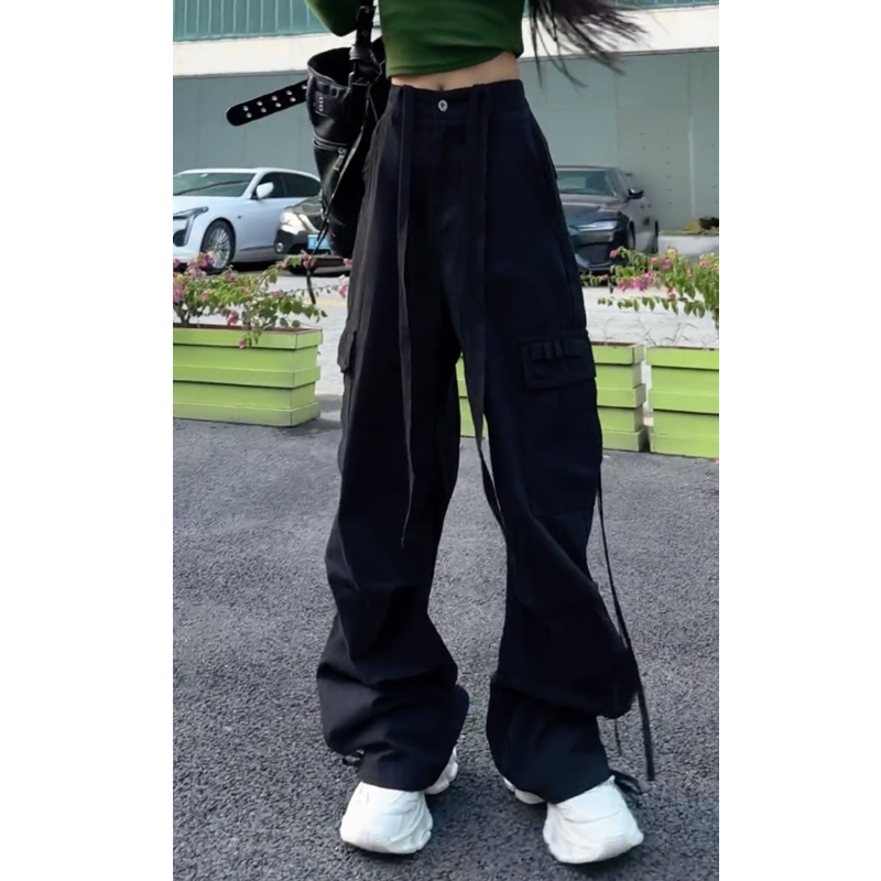 （清仓款）33992美式高腰工装裤春夏宽松百搭多口袋高街休闲阔腿裤