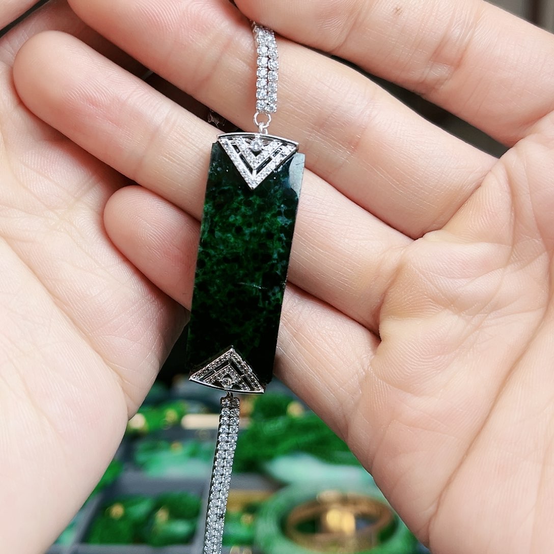 翡翠手链银S925镶嵌手链