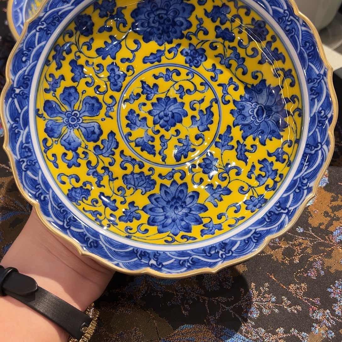南****发堂钟正窑帝王黄描金壶承